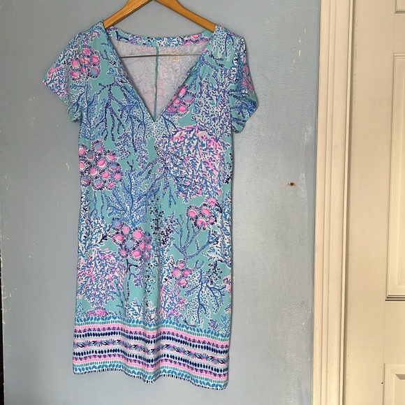 Lily Pulitzer Sophiletta UPF 50 Blue Ibiza Now You Sea Me Short Sleeve Dress - Picture 2 of 9